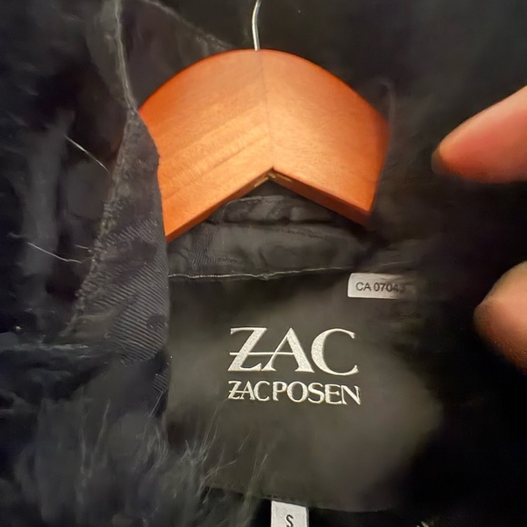 Zac Posen Black Utility Jacket with Faux Fur Collar - Picture 4 of 9